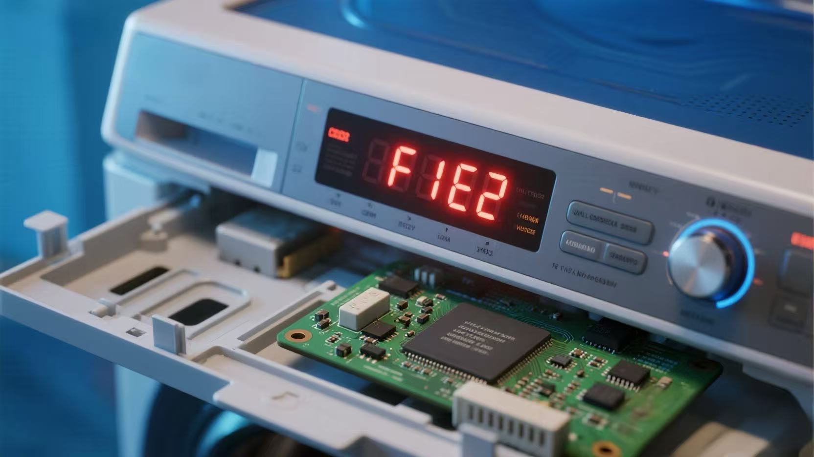 Fixing Whirlpool Washer F1 E2 error code by checking connections and replacing the Motor Control Unit.