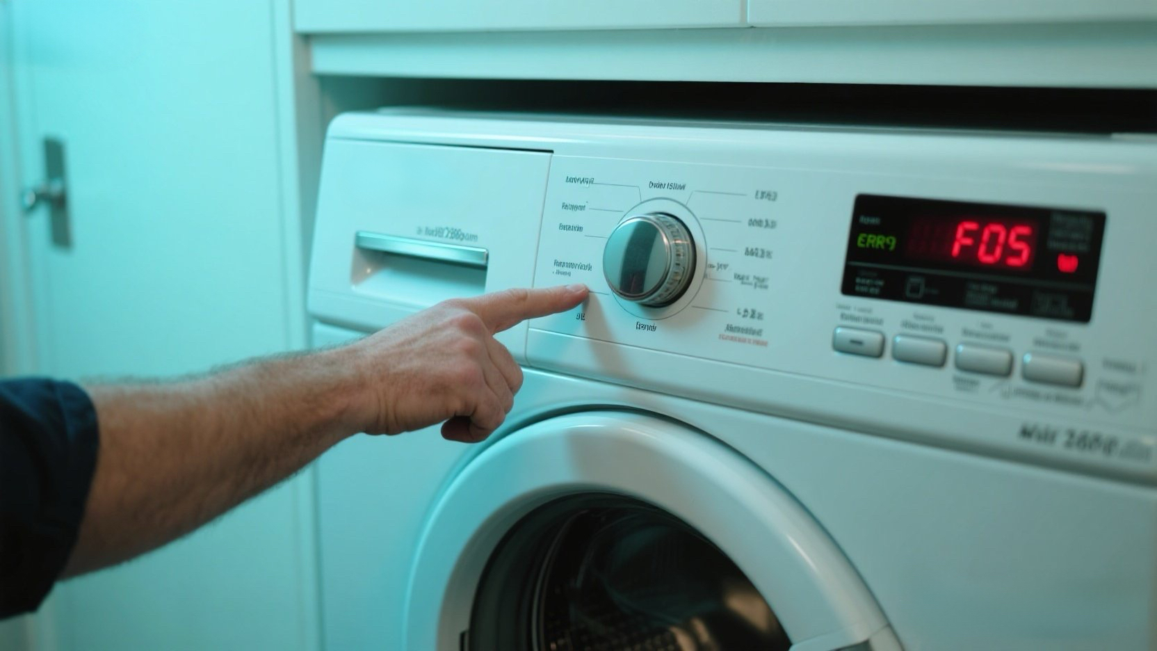 Whirlpool washer F05 error code display and pressure sensor location