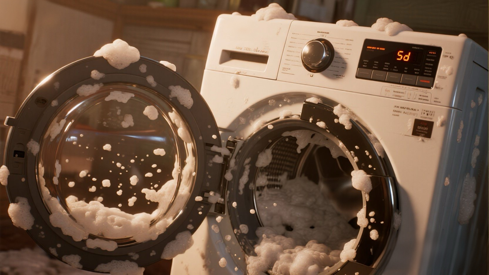 Fixing Whirlpool Washer Sd (5d) error code by clearing excess suds and cleaning the filter.